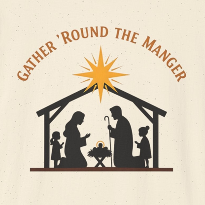A072 - Gather 'Round the Manger Unisex Softstyle Christian Christmas T-Shirt