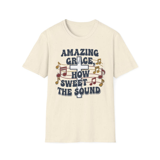 A121V1 - Amazing Grace Musical Unisex Softstyle Christian T-Shirt