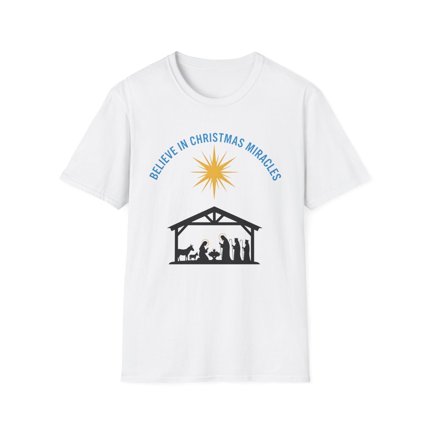 A066 - Believe in Christmas Miracles Christian Nativity T-Shirt