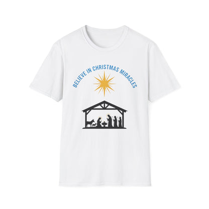 A066 - Believe in Christmas Miracles Christian Nativity T-Shirt