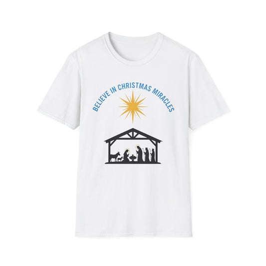 A066 - Believe in Christmas Miracles Christian Nativity T-Shirt