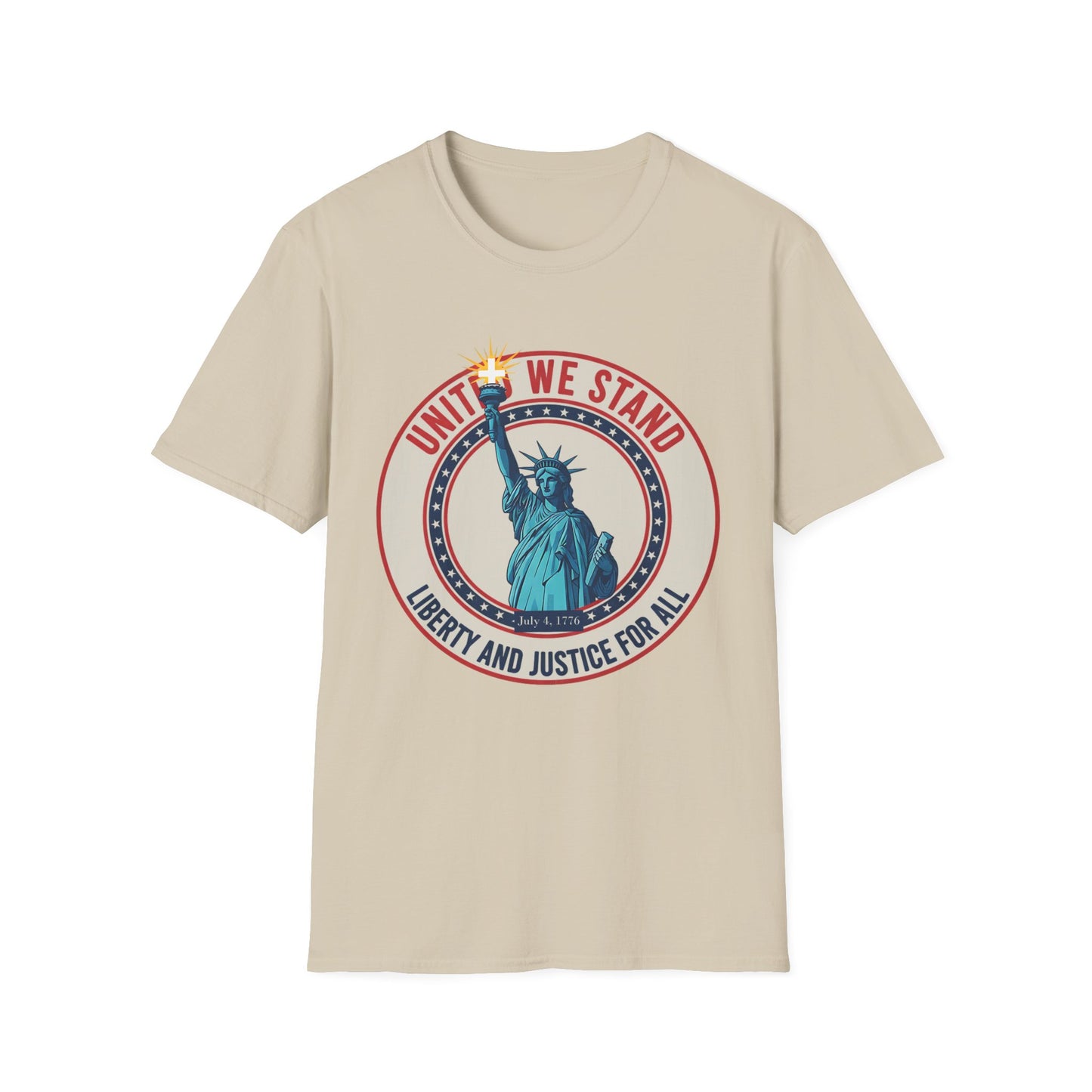 United We Stand Statue of Liberty Patriotic T-Shirt — Liberty and Justice for All