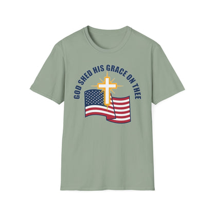 God Shed His Grace on Thee Christian Patriotic T-Shirt