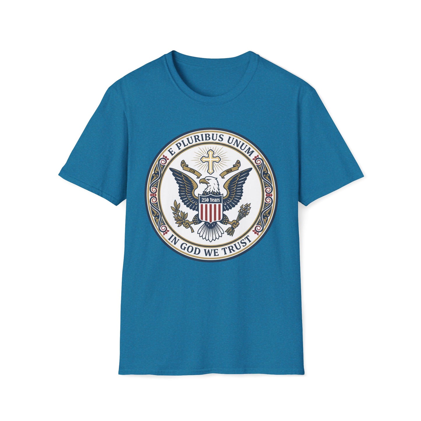 A175V2 - USA 250 Years • Patriotic Presidential Seal T-Shirt • E Pluribus Unum • In God We Trust