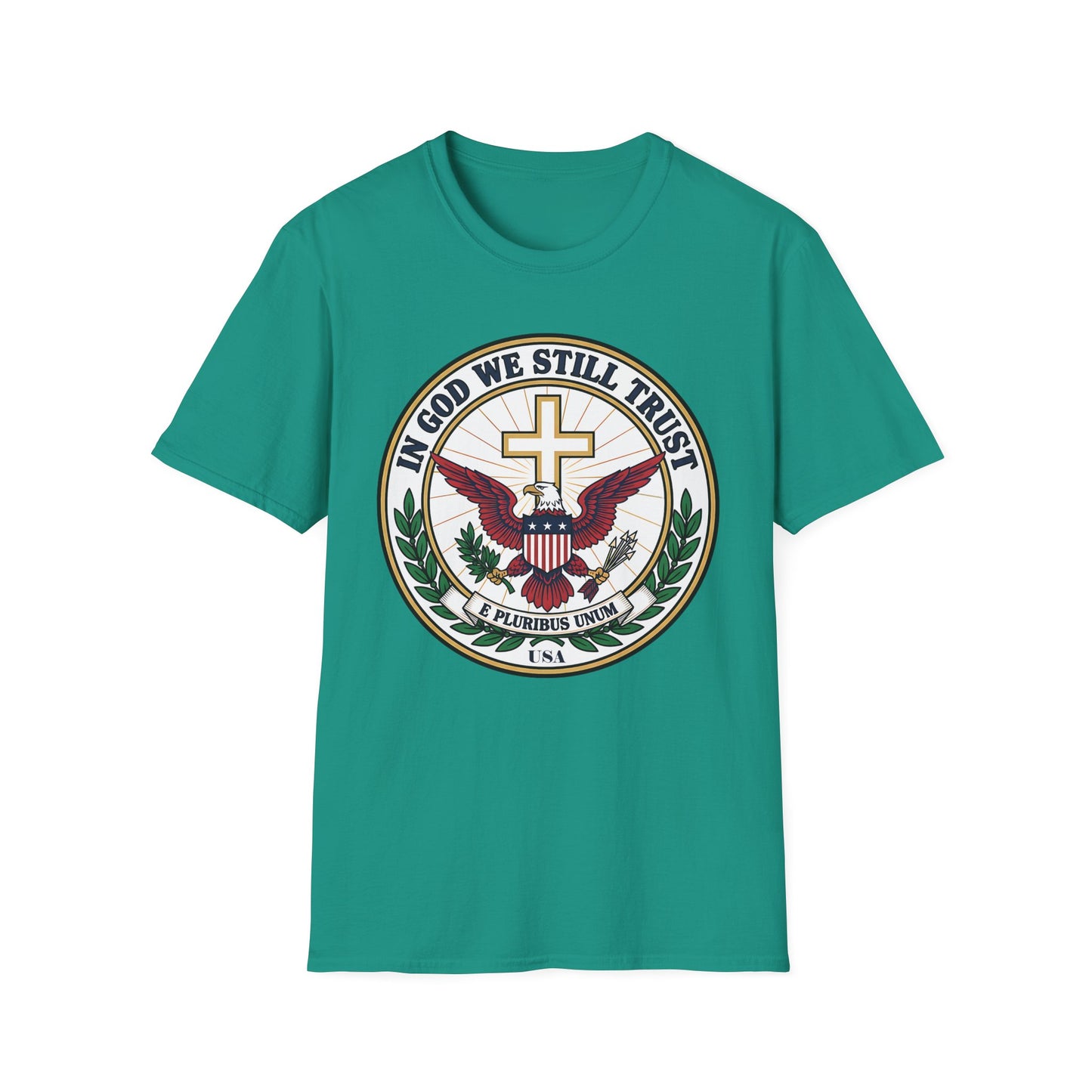 In God We Still Trust — Christian Eagle Cross Patriotic T-Shirt