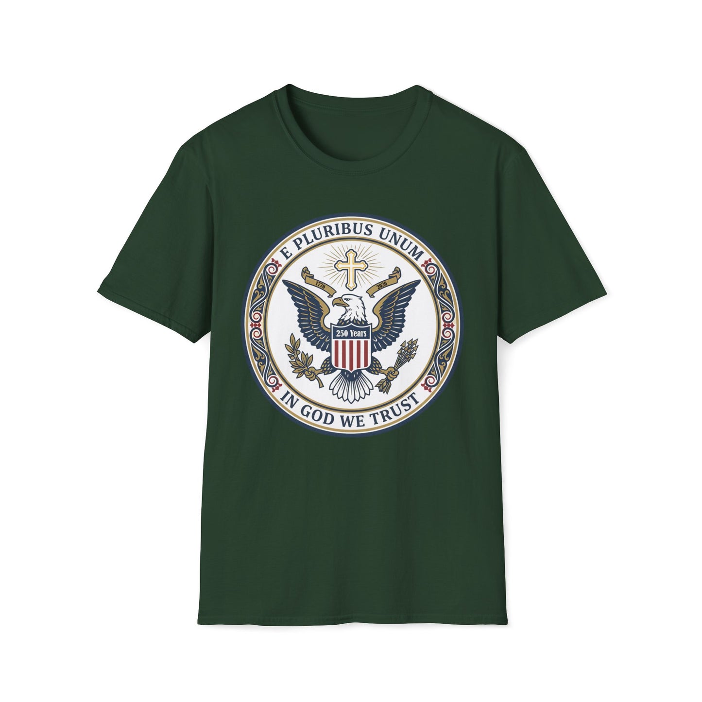 A175V2 - USA 250 Years • Patriotic Presidential Seal T-Shirt • E Pluribus Unum • In God We Trust