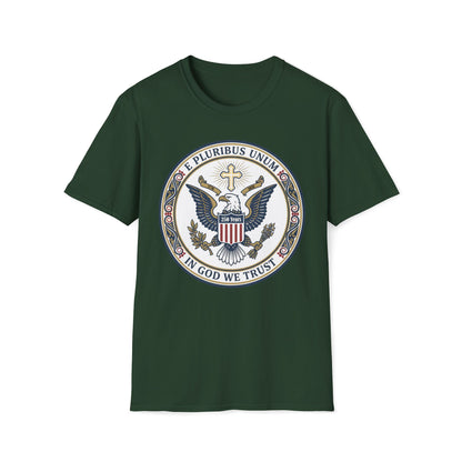 A175V2 - USA 250 Years • Patriotic Presidential Seal T-Shirt • E Pluribus Unum • In God We Trust