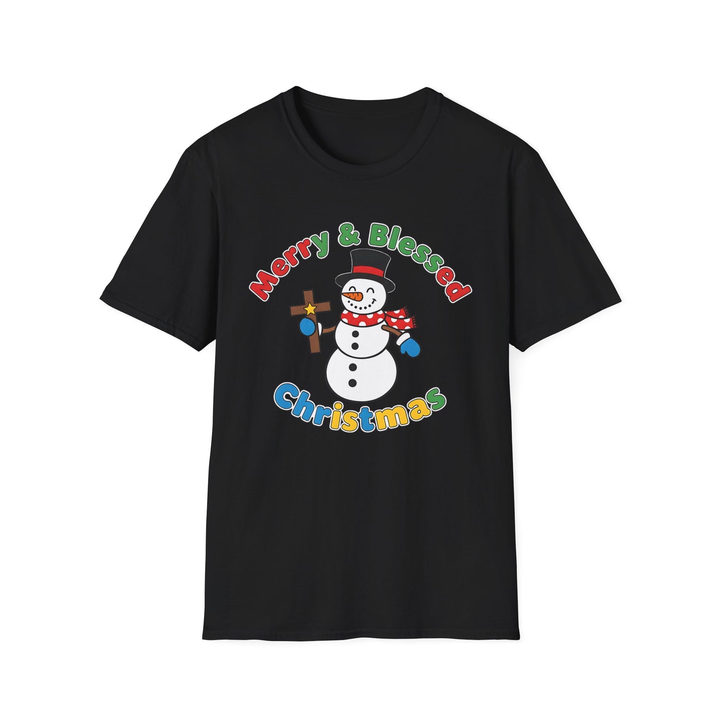A081 - Merry and Blessed Christmas Snowman T-Shirt