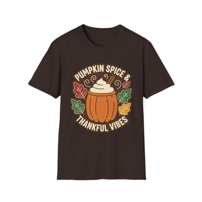 Pumpkin Spice & Thankful Vibes Autumn Fashion T-Shirt