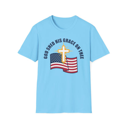 God Shed His Grace on Thee Christian Patriotic T-Shirt