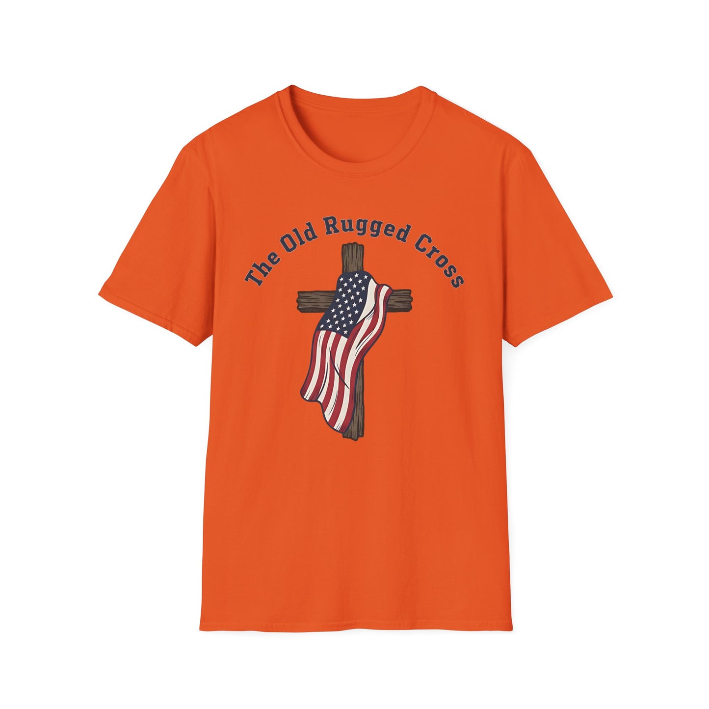 The Old Rugged Cross — American Flag-Draped Cross Christian Patriotic T‑Shirt