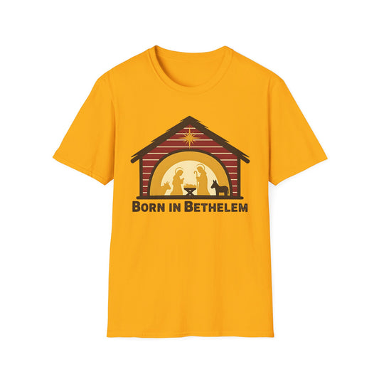 A076 - Born in Bethlehem Unisex Softstyle Christmas T-Shirt
