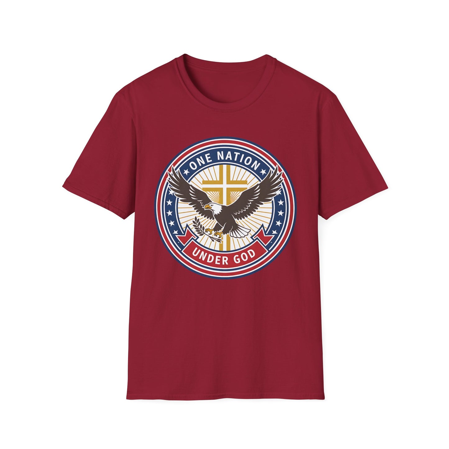 One Nation Under God Christian Patriotic Eagle Cross T-Shirt