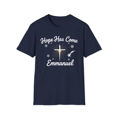 A067 - Hope Has Come Emmanuel Christian Christmas T-Shirt