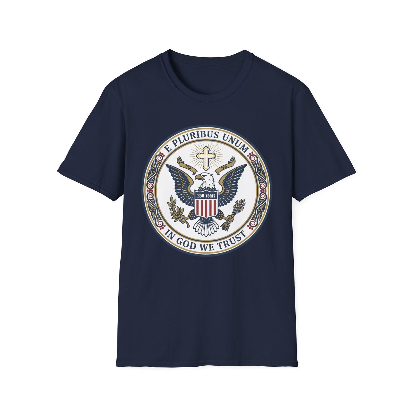 USA 250 Years • Patriotic Presidential Seal T-Shirt • E Pluribus Unum • In God We Trust