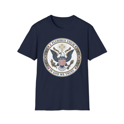 USA 250 Years • Patriotic Presidential Seal T-Shirt • E Pluribus Unum • In God We Trust
