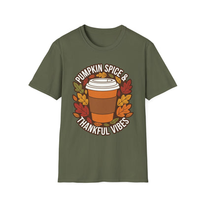 Pumpkin Spice & Thankful Vibes Fall Fashion T-Shirt