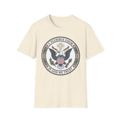 USA 250 Years • Patriotic Presidential Seal T-Shirt • E Pluribus Unum • In God We Trust