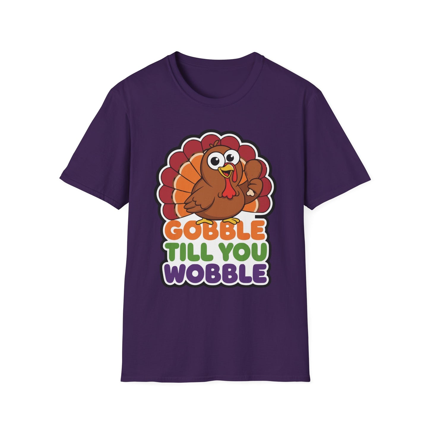 A048 - Gobble till You Wobble Humorous Thanksgiving Turkey T-Shirt