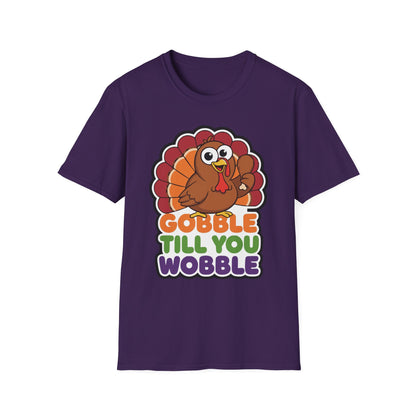 A048 - Gobble till You Wobble Humorous Thanksgiving Turkey T-Shirt