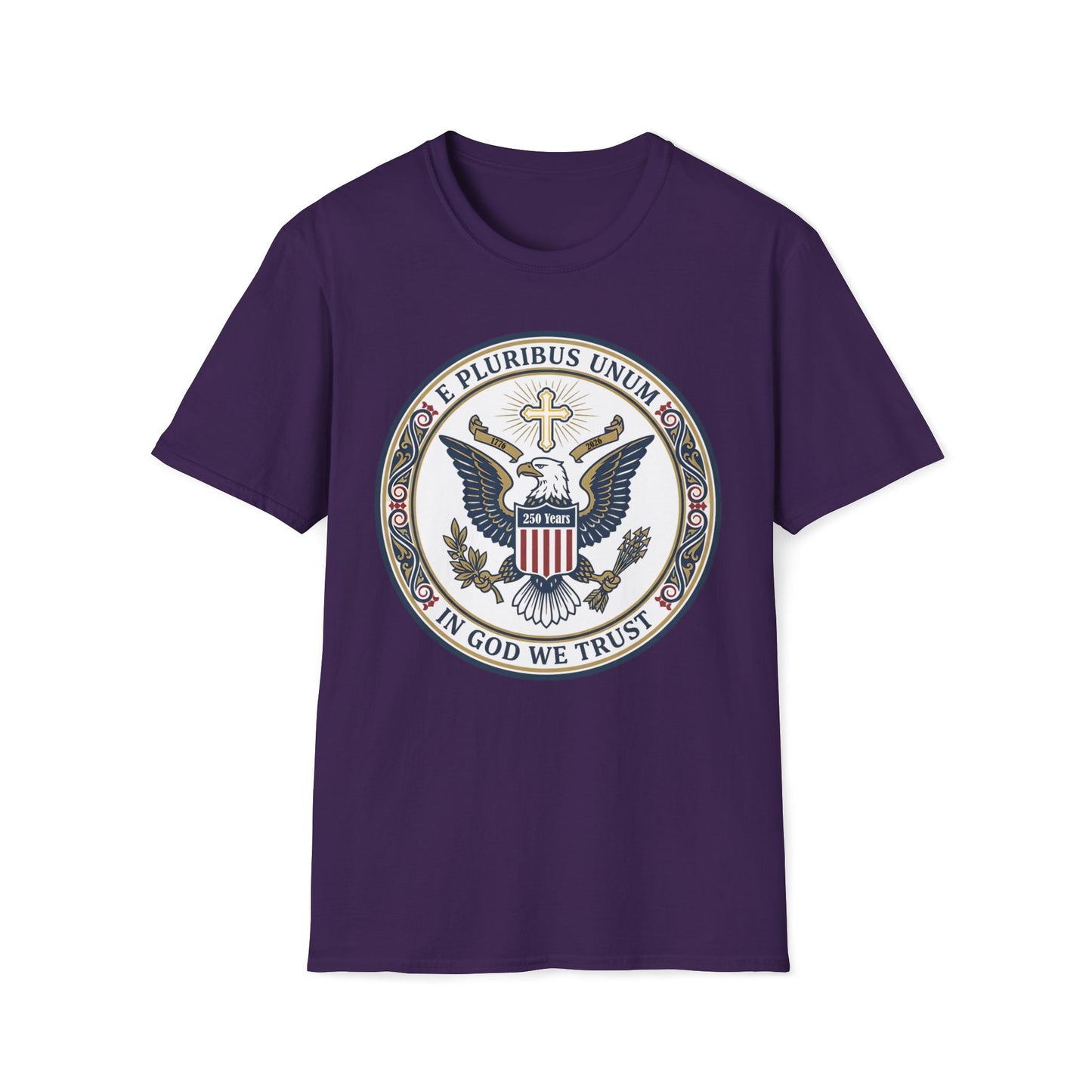 A175V2 - USA 250 Years • Patriotic Presidential Seal T-Shirt • E Pluribus Unum • In God We Trust
