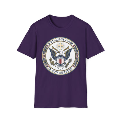 A175V2 - USA 250 Years • Patriotic Presidential Seal T-Shirt • E Pluribus Unum • In God We Trust